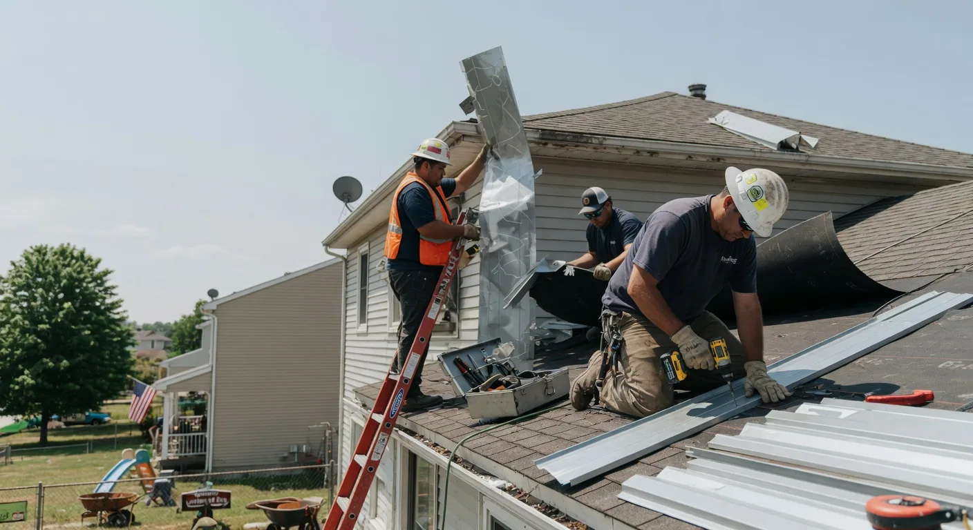 Storm Damage Metal Roof Repair in La Fontaine, IN
